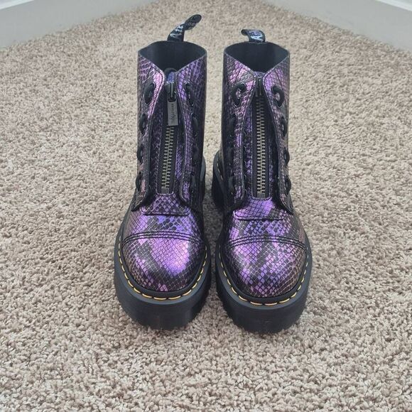 Dr. Martens Sinclair Boots Women’s Size 6 Purple Snake Platform - Picture 2 of 5